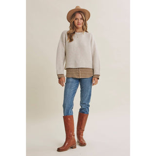 Country Road Layered Plaid Hem Sweater