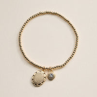 Beaded Heart Charm Stretch Bracelet Set