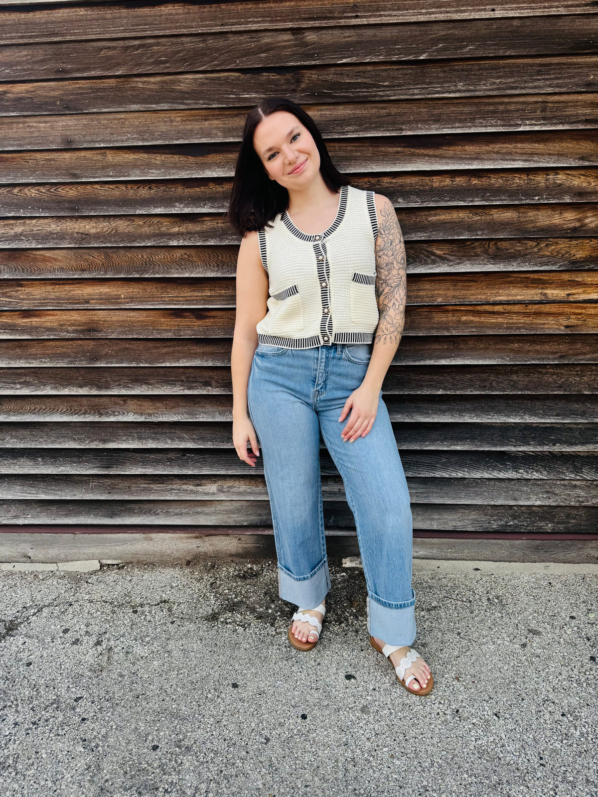 Pearl Elegance Knit Tank Cardigan