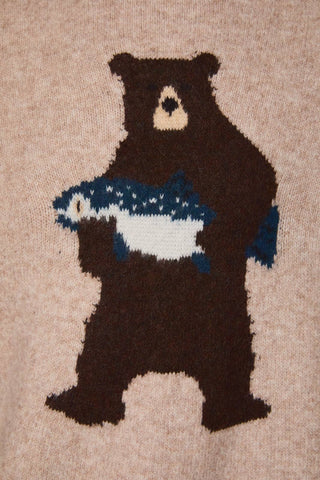 Beverly Bear Graphic Sweater - Taupe