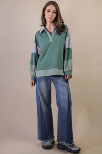 Color Block Solid & Stripe Casual Knit Top