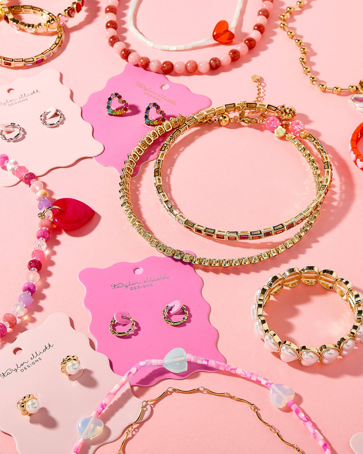 Amore Choker Necklace - Heart-Shaped Rainbow Stones