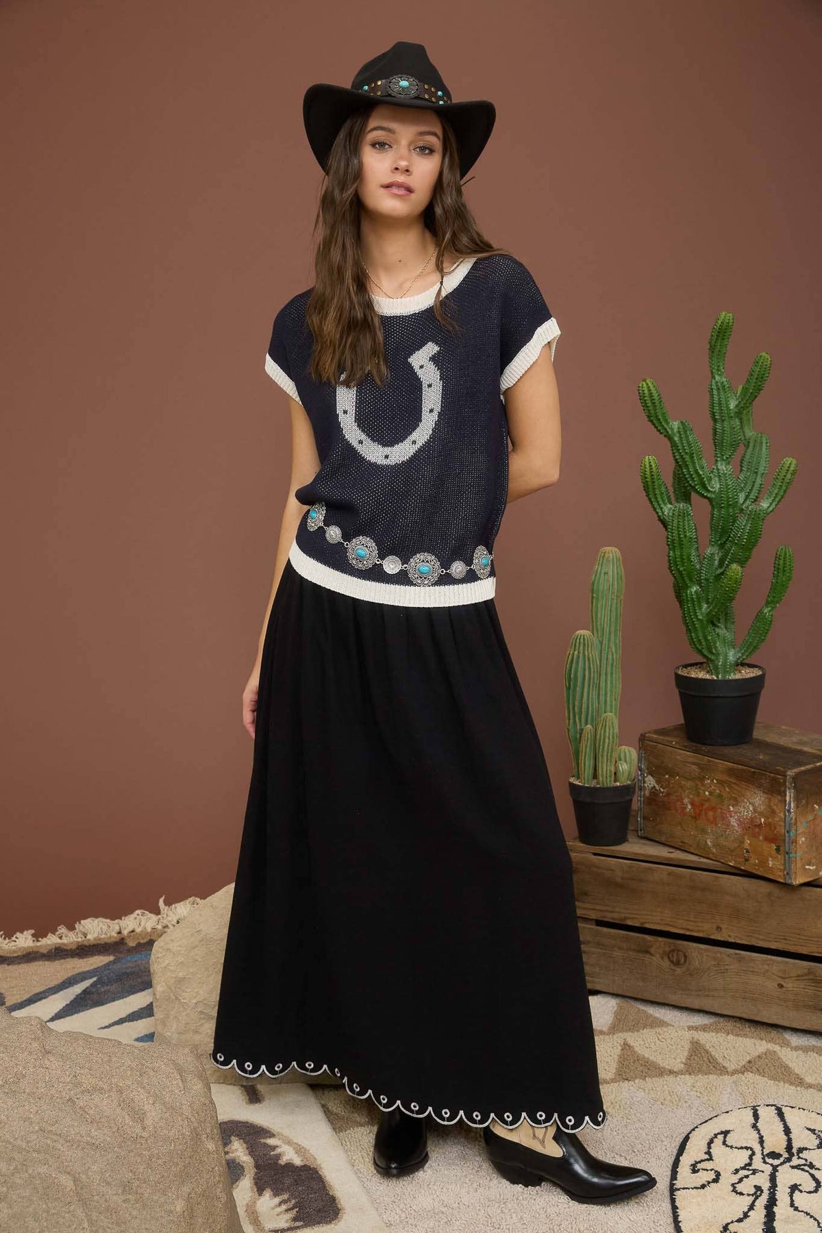 Hannah Horseshoe Knit Top