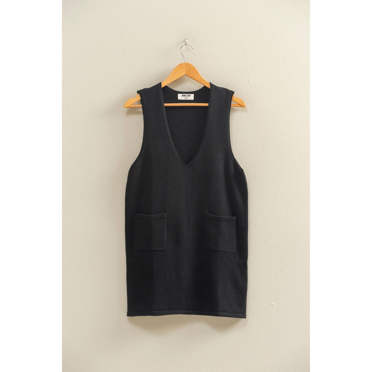 V Neck Sleeveless Knit Mini Dress