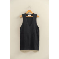 V Neck Sleeveless Knit Mini Dress