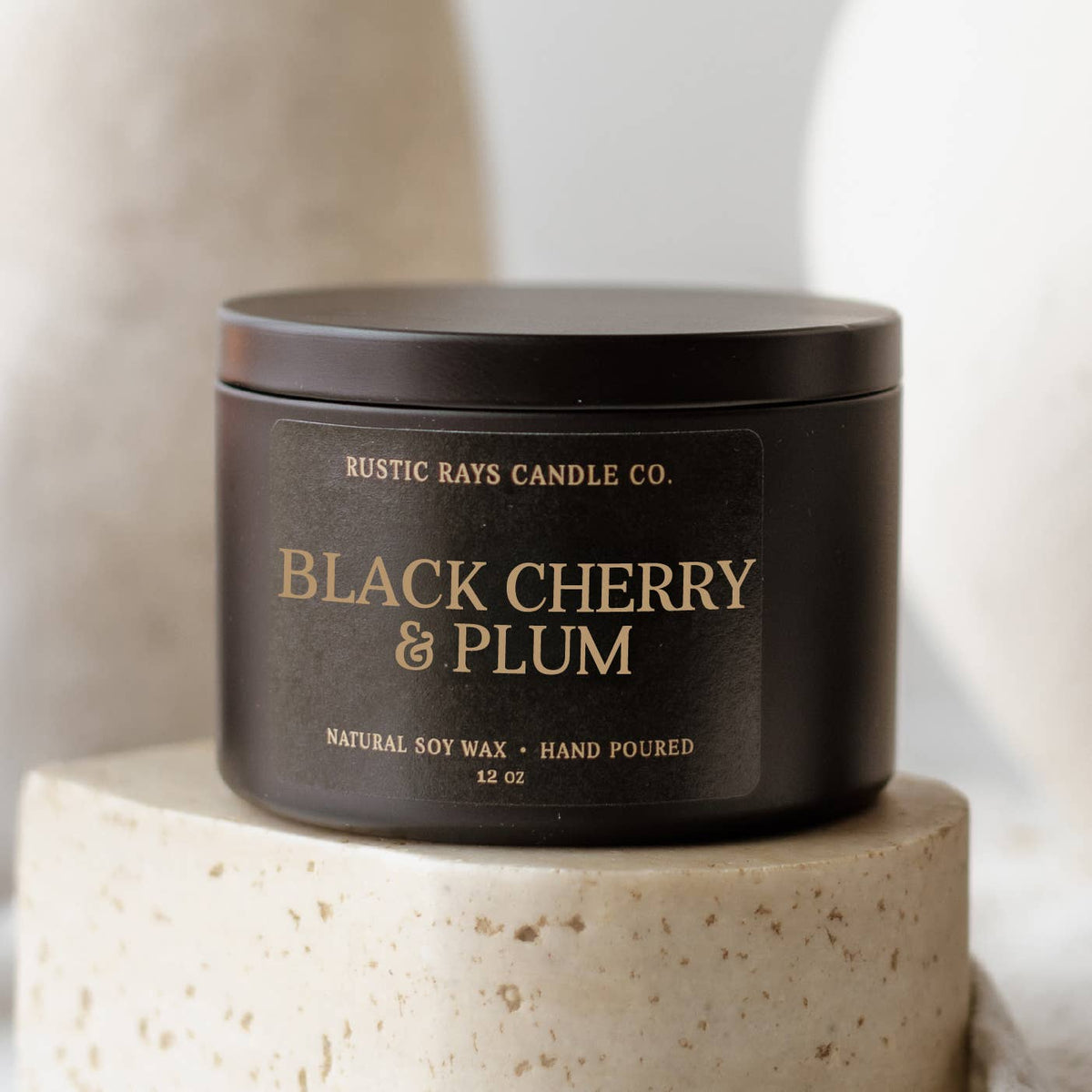 Black Cherry & Plum 12 oz Soy Candle