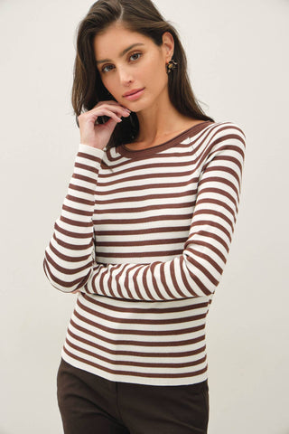 Stacy Striped Sweater - Wine