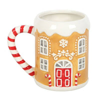 Candy Cane Gingerbread House Christmas Mug