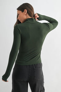 Micro Ribbed Long Sleeve Turtleneck