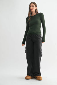 Essential Long-Sleeved Micro-Ribbed Athleisure Top