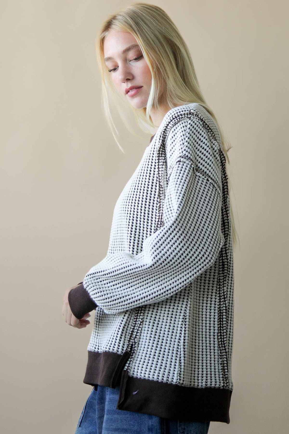 Jillian Oversized Waffle Knit Casual Top