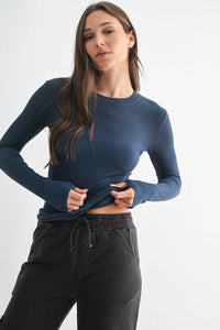 Essential Long-Sleeved Micro-Ribbed Athleisure Top