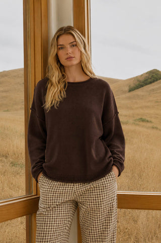 Rory Crew Neck Sweater - Chocolate Brown