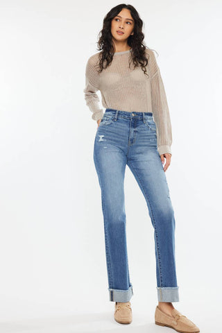 KanCan High Rise Straight Jeans - Medium Wash