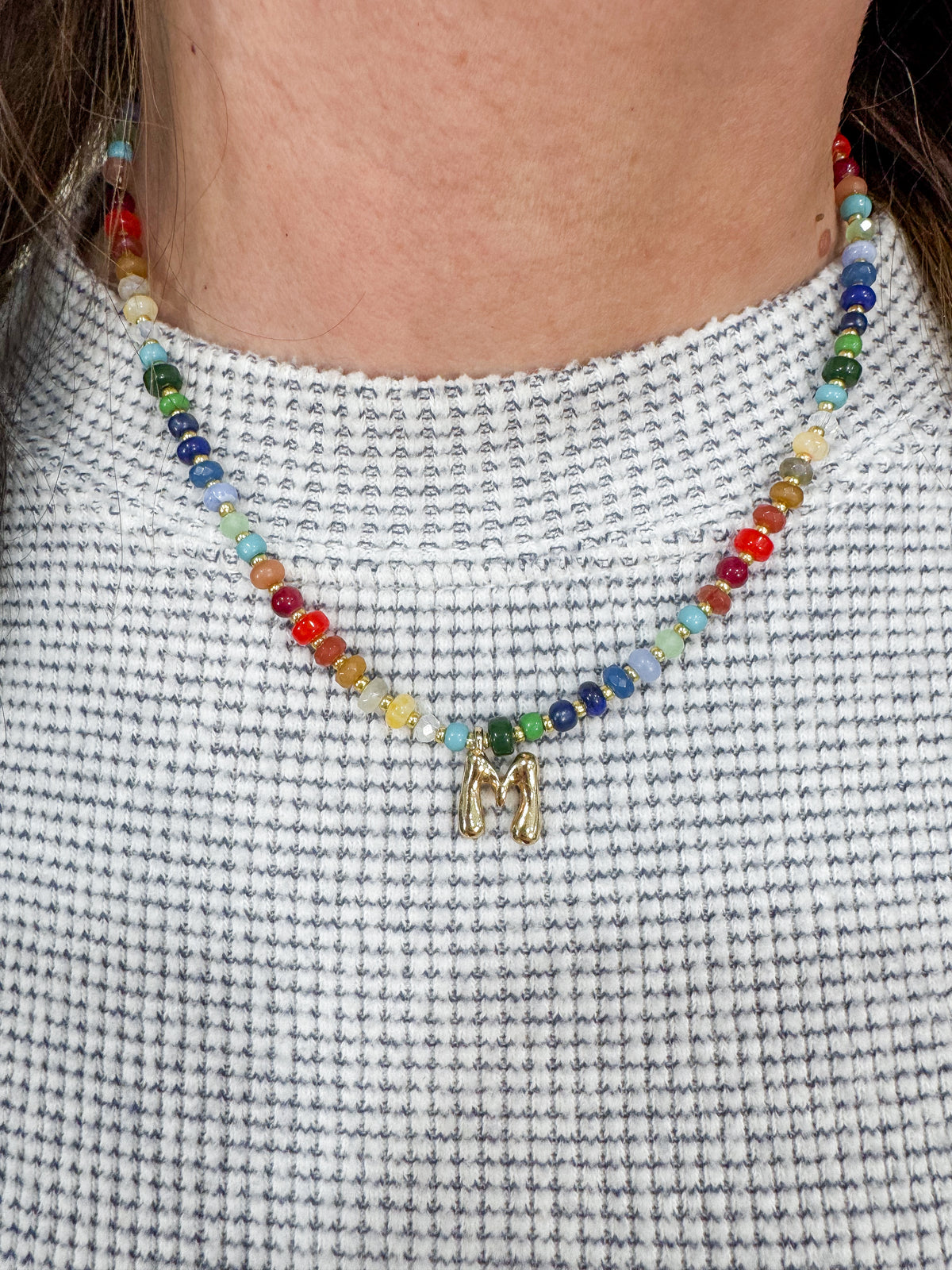 Vibrant Beaded Necklaces with Gold Initial Charms