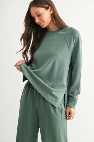 Lacy Luxe Sand Wash Rib Raglan Tee