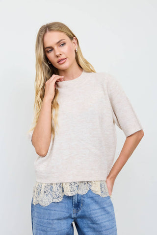 Claire Short Sleeve Sweater - Cream