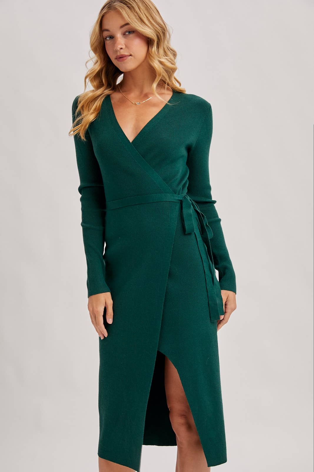 Annie Ribbed Knit Wrap Dress