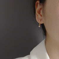 Dainty Pearl Dangle Drop Hoop Earring in 925 Sterling Silver