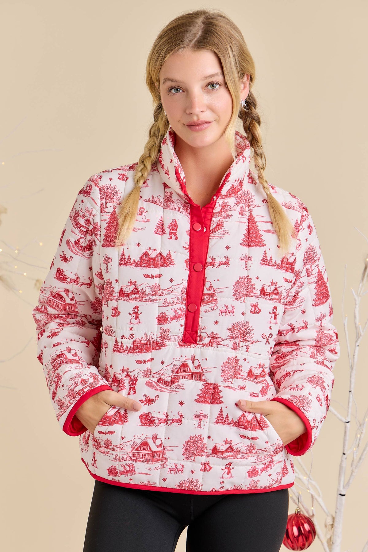 Winter Village Print Puffer Jacket – Holiday Outerwear