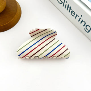 Colorful Horizontal & Diagonal Stripe Print Hair Claw Clip