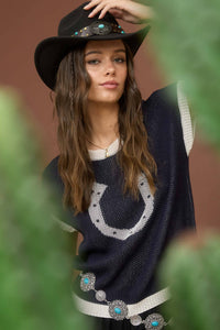 Hannah Horseshoe Knit Top