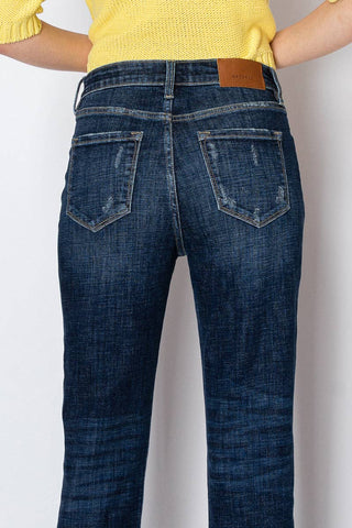 Artemis Cuffed Straight Jeans - Dark Wash
