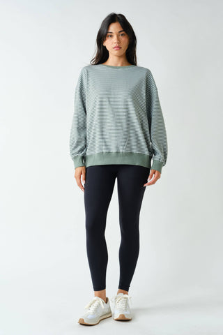 Coastal Striped Crewneck Sweatshirt - Green