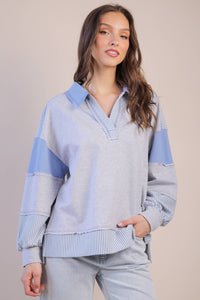 Color Block Solid & Stripe Casual Knit Top