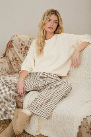 Gracie Gingham Barrel Pants - Brown