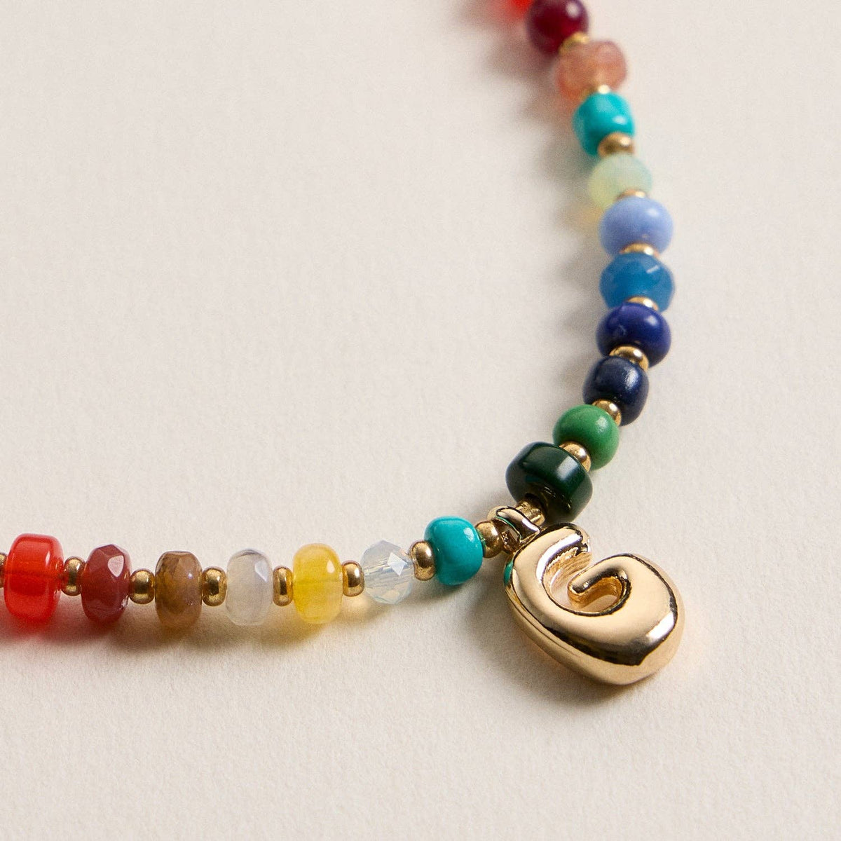Vibrant Beaded Necklaces with Gold Initial Charms
