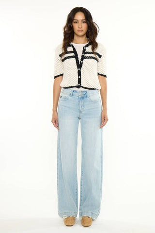 KanCan High Rise Trouser - Light Wash