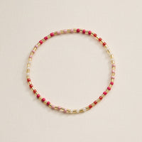 Beaded Heart Charm Stretch Bracelet Set