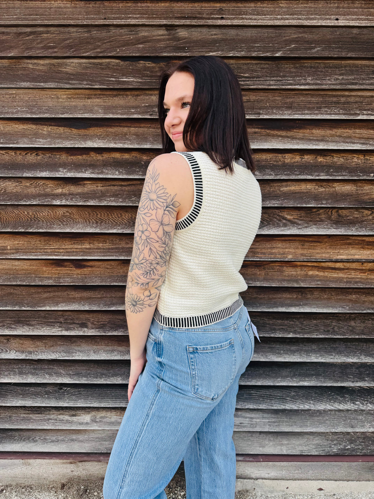 Pearl Elegance Knit Tank Cardigan