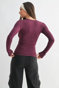 Essential Long-Sleeved Micro-Ribbed Athleisure Top