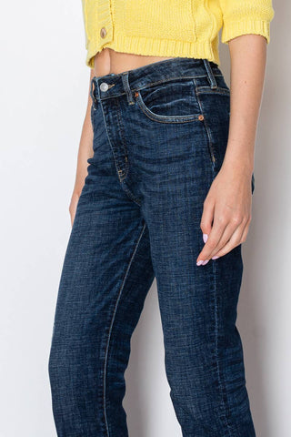 Artemis Cuffed Straight Jeans - Dark Wash