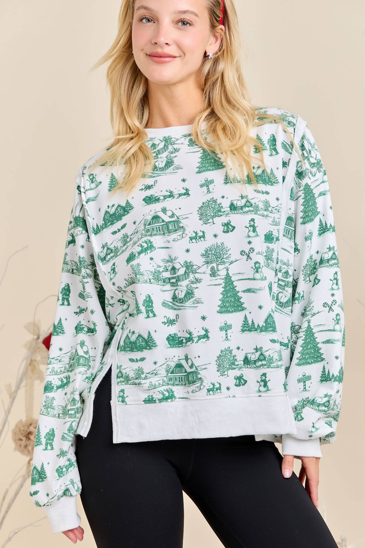 Holiday Toile Print Sweatshirt
