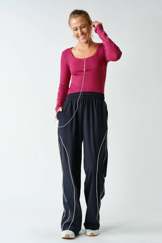 Clarissa Curved Classic Track Pants - Black