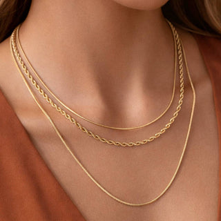 18K Gold Plated Waterproof Stainless Steel Chain Necklace