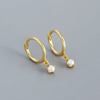 Dainty Pearl Dangle Drop Hoop Earring in 925 Sterling Silver