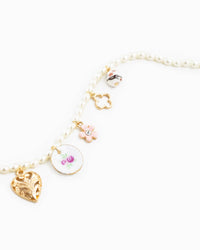 Feminine Ceramic Charm Pearl Chain Necklace