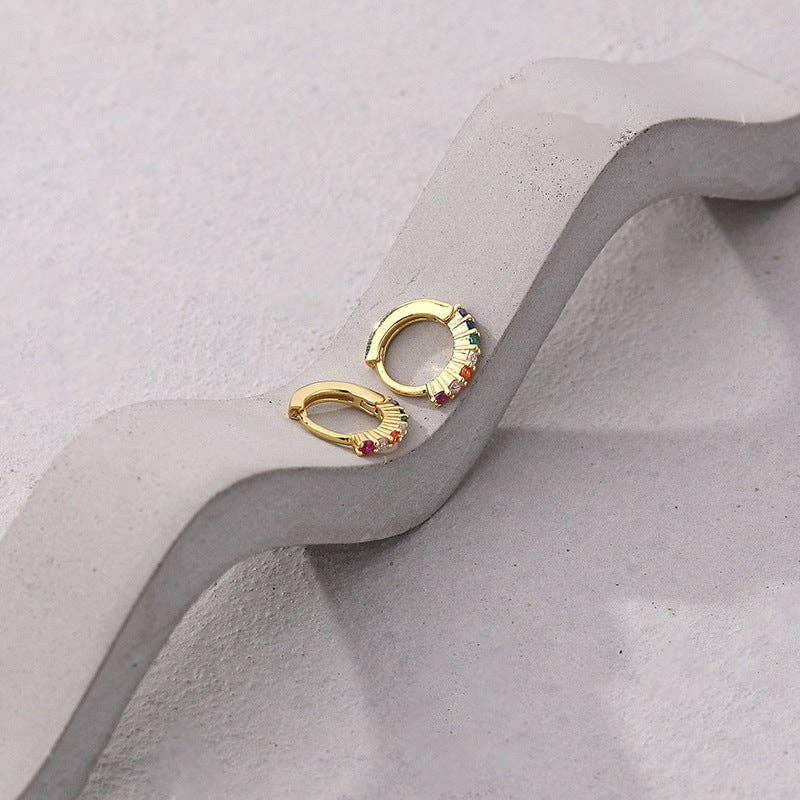 Rainbow Hoop Earrings in 925 Sterling Silver