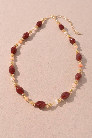 Mixed Color Beaded Station Necklace