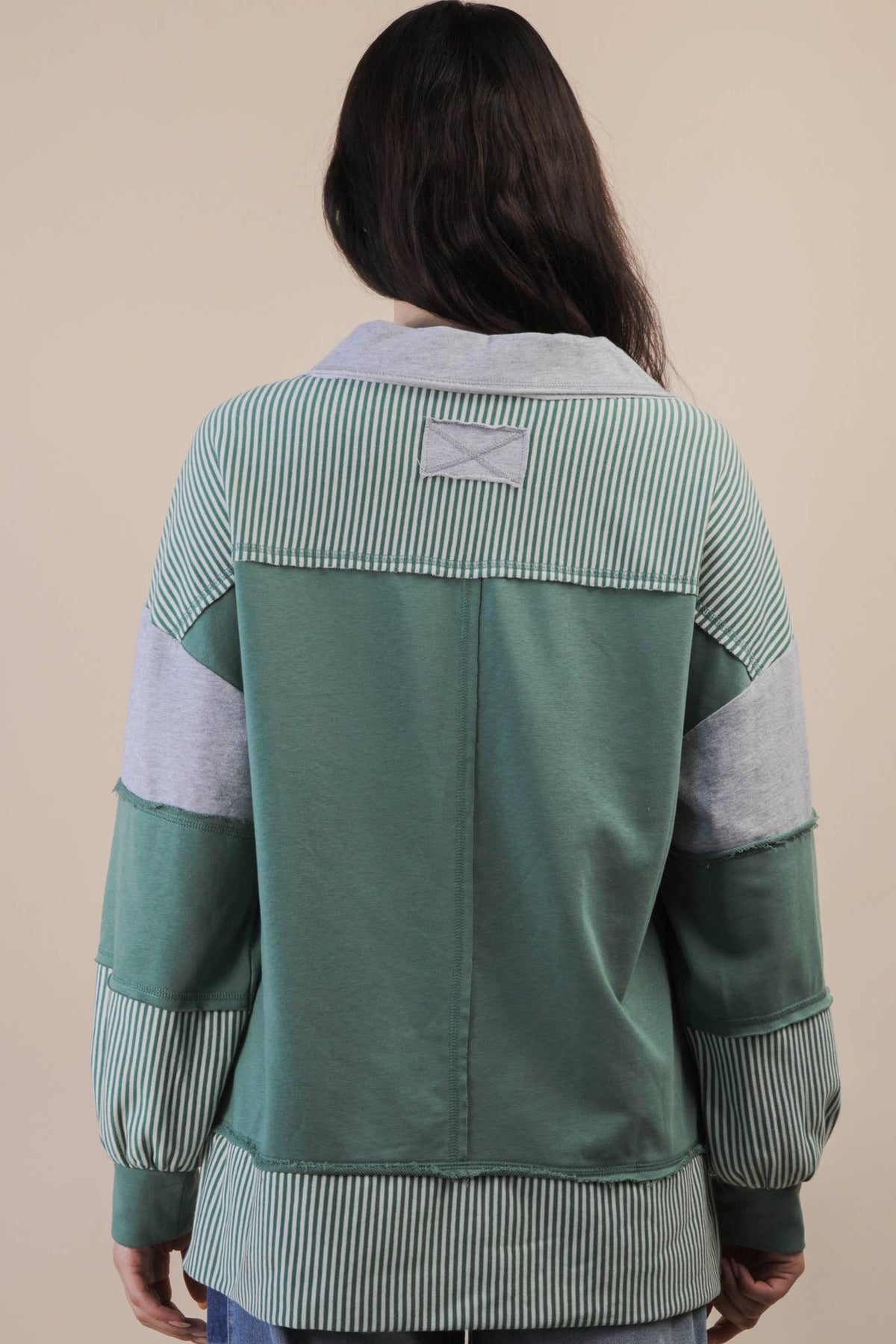 Color Block Solid & Stripe Casual Knit Top