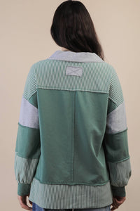 Color Block Solid & Stripe Casual Knit Top