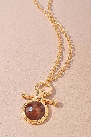 Round Cat's Eye Stone Pendant Necklace
