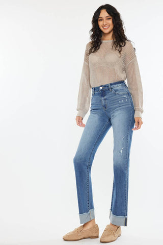 KanCan High Rise Straight Jeans - Medium Wash