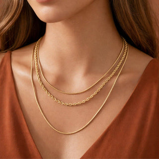 18K Gold Plated Waterproof Stainless Steel Chain Necklace