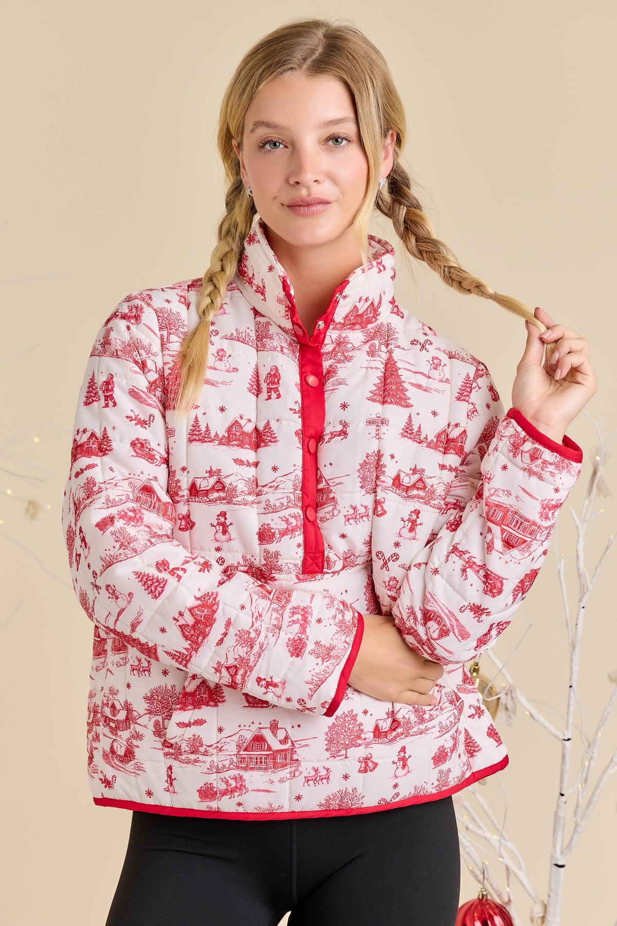 Winter Village Print Puffer Jacket – Holiday Outerwear