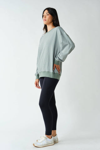 Coastal Striped Crewneck Sweatshirt - Green